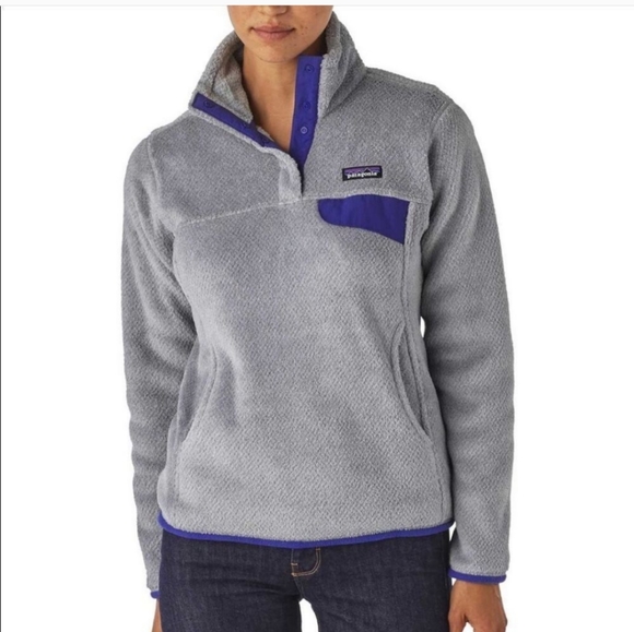 Patagonia Tops - PATAGONIA Re-Tool Snap-T Polartec Gray/Purple Fleece Pullover Medium